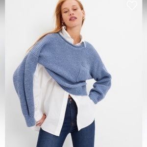 Gap, Shaker Stitch Pocket Sweater, Bainbridge Blue